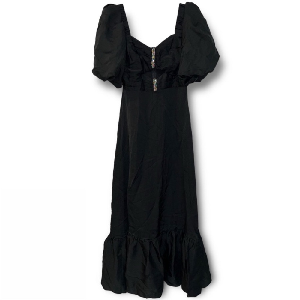 NWT Sandro Dress Falbala Noir Embellished Rhinestone Size US 4 - 6 / 38 - Picture 6 of 13